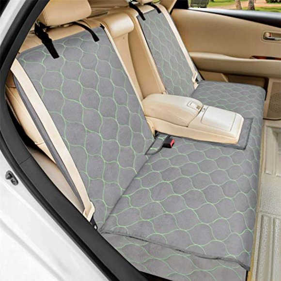 BABYLTRL Waterproof Dog Rear Seat Cover, Middle Armrest & Seat belt (Wine Red) - Picture 3 of 9